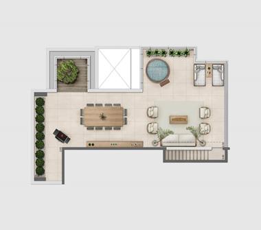 Perspectiva planta duplex superior
