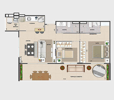 Planta 2 dorm 1 suite