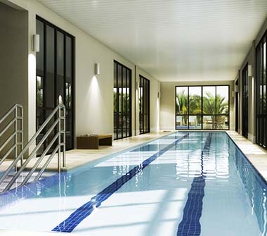 Perspectiva piscina coberta