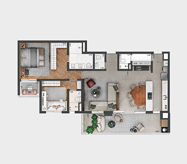 Planta 1 dorm 127m2