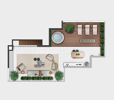 Planta cobertura superior 2 dorm 240m2