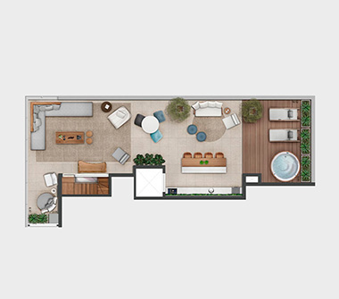 Planta cobertura superior 2 dorm 276m2