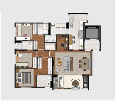 Perspectiva planta home office 141M2