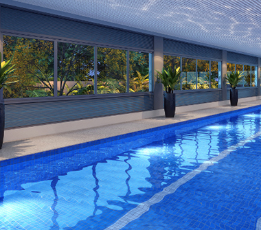 Perspectiva piscina coberta