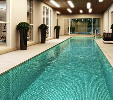 Perspectiva piscina coberta