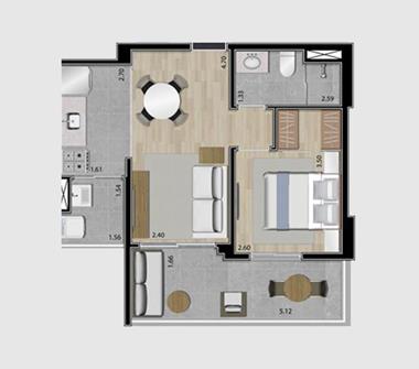 Perspectiva planta 45M2