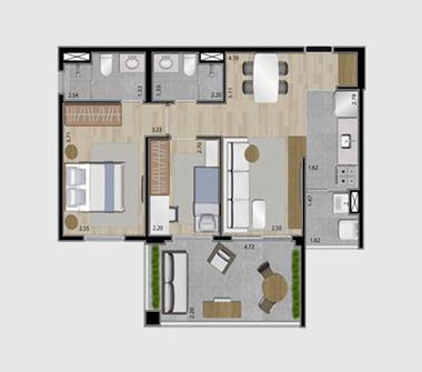 Perspectiva planta 64M2