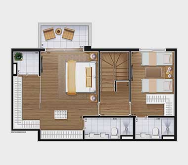 Planta 3 dorms 2 suites 140m2
