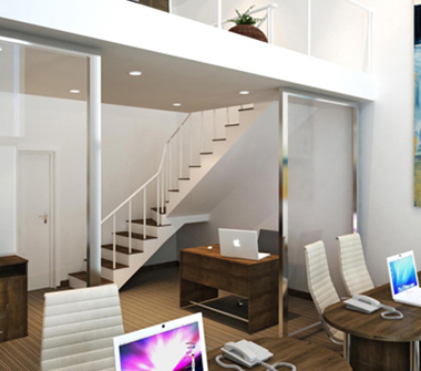 Perspectiva da sala comercial