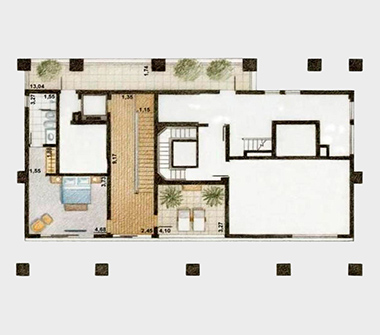 Planta da cobertura de 593m2 pavimento superior