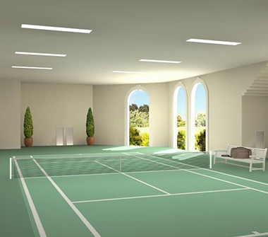 Perspectiva da quadra de tenis