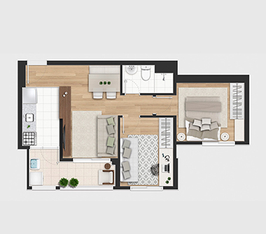 Planta 1 dorms 48m2 