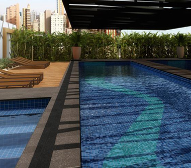 Perspectiva piscina adulta e infantil