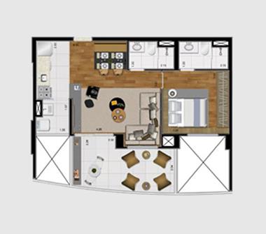 Perspectiva planta 60M2