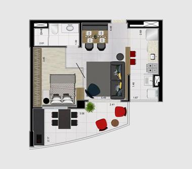Perspectiva planta 49M2